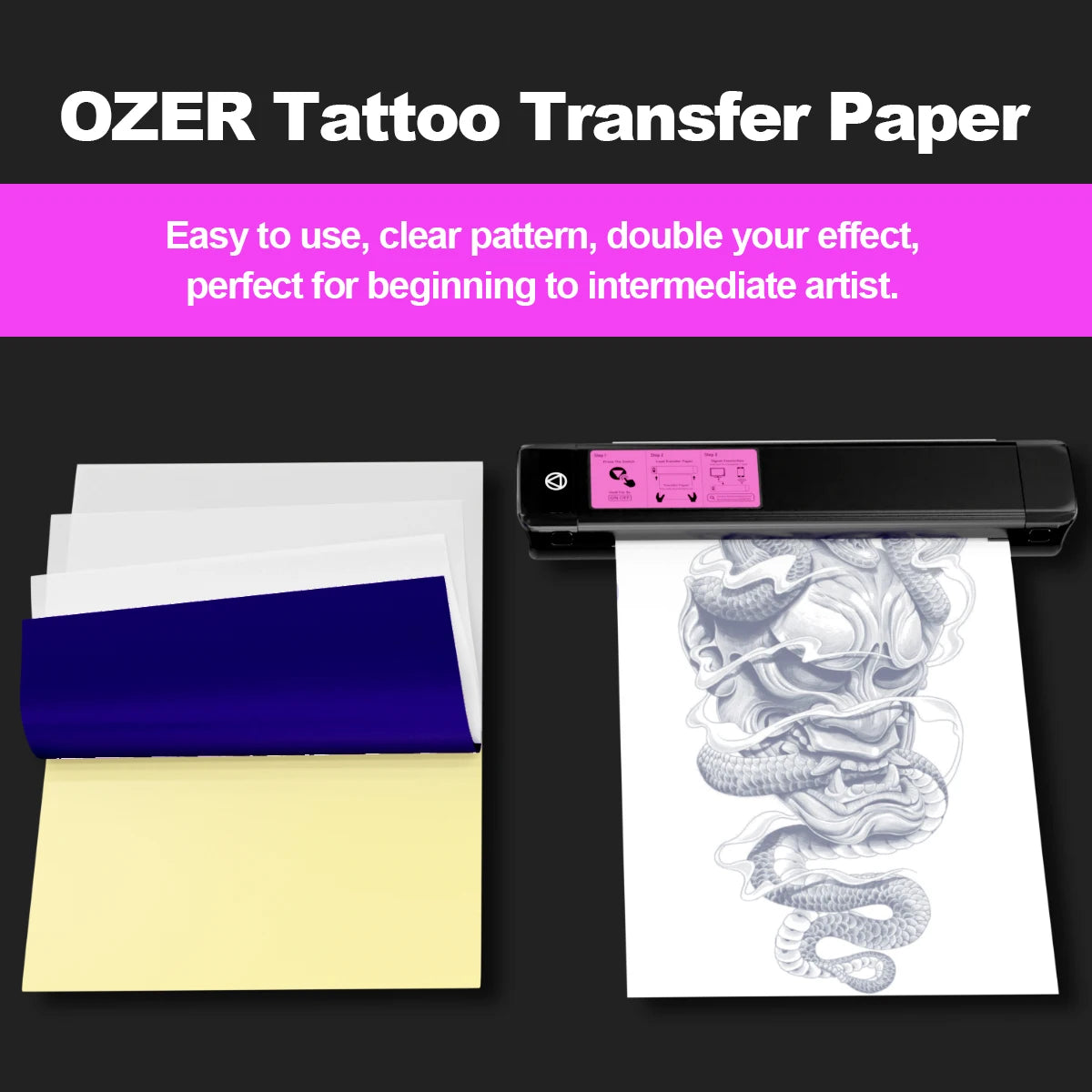 Tattoo Transfer Paper 100 Sheets A4 for Professional PMU and Tattooing Permanent Makeup Machines Tidesmit