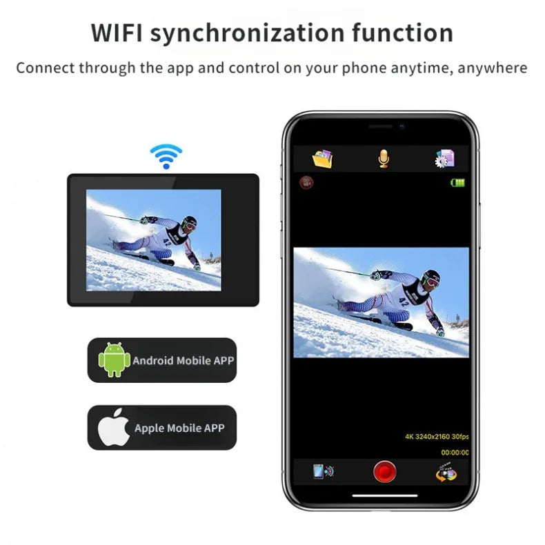 2.0" Action Camera Ultra HD 4K 30FPS WiFi Underwater Cameras Waterproof Helmet Bicycle Video Recording Cameras Outdoor Sport Cam