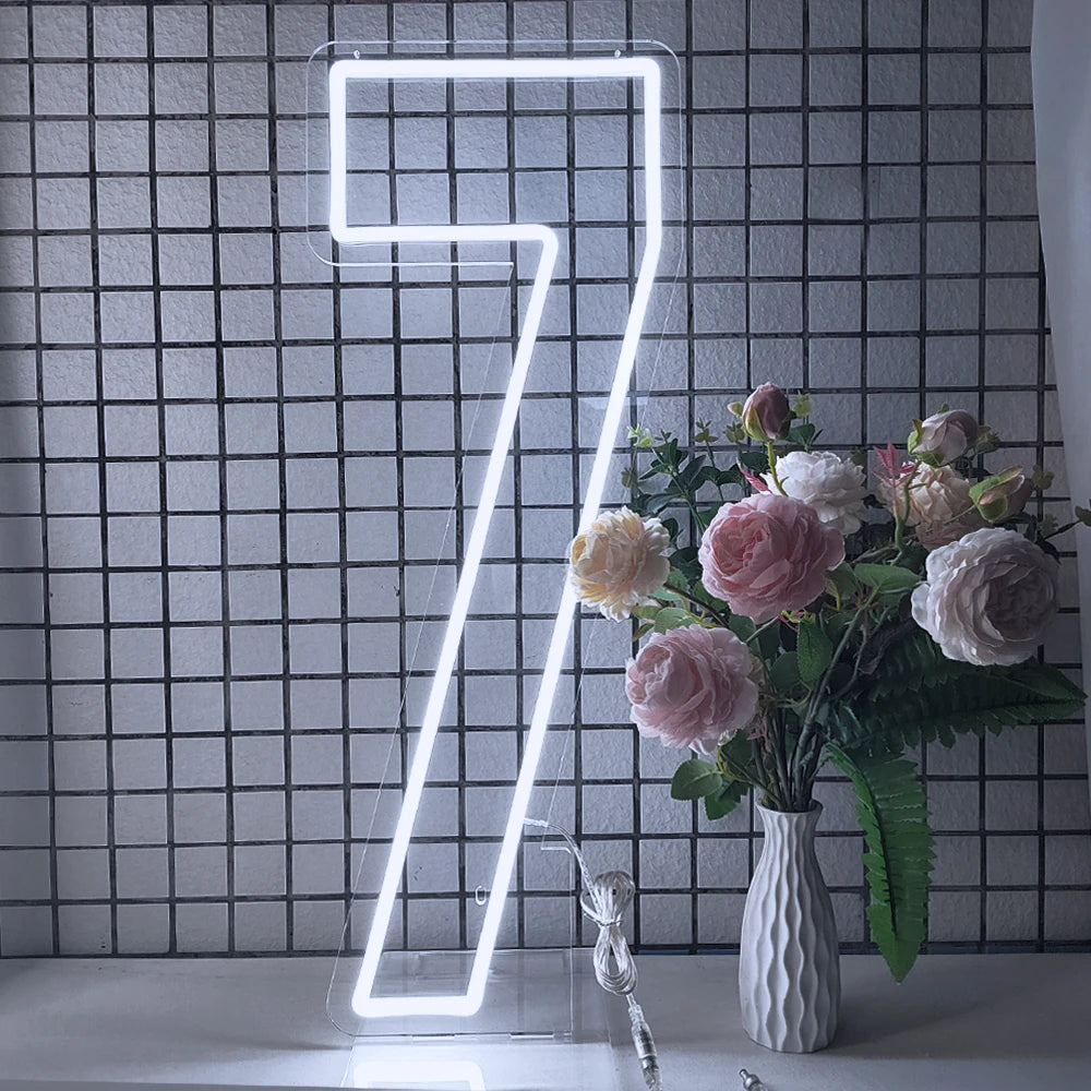 LED Neon Number Sign for Weddings | Customizable Event Lighting 76-100cm number 7 China Mainland Tidesmit
