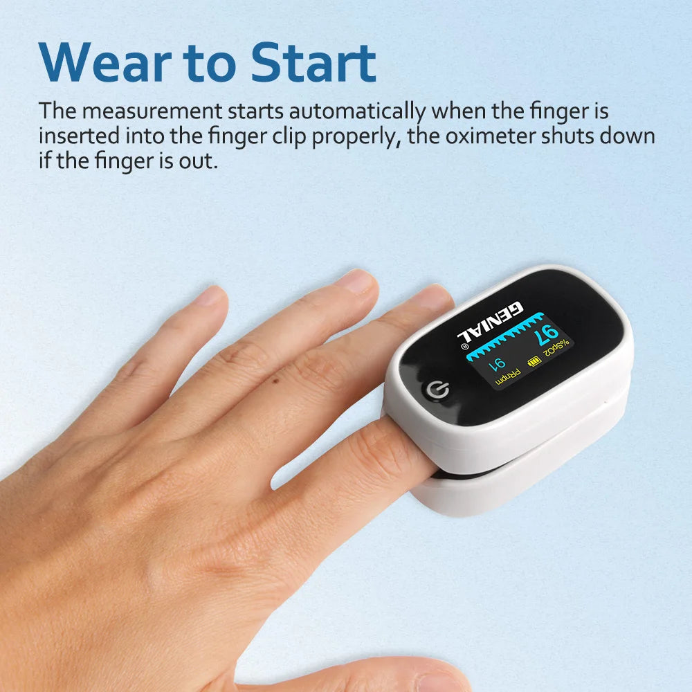 Fingertip Pulse Oximeter Blood Oxygen Saturation Monitor with Alarm, Plethysmograph and Perfusion Index