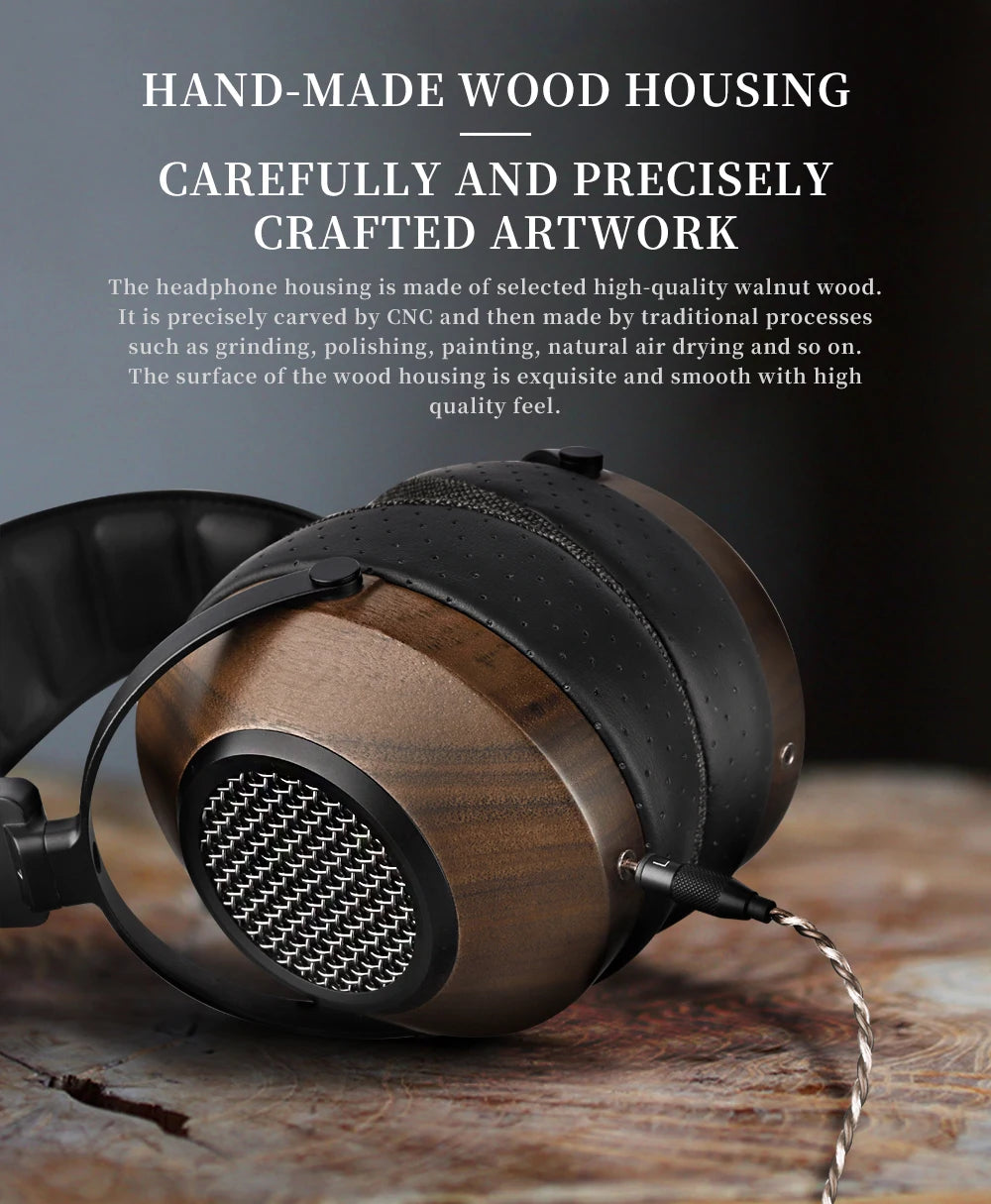 SIVGA SV023 Open Back Headphones | Walnut Wood 50mm Studio Monitor Drivers Tidesmit