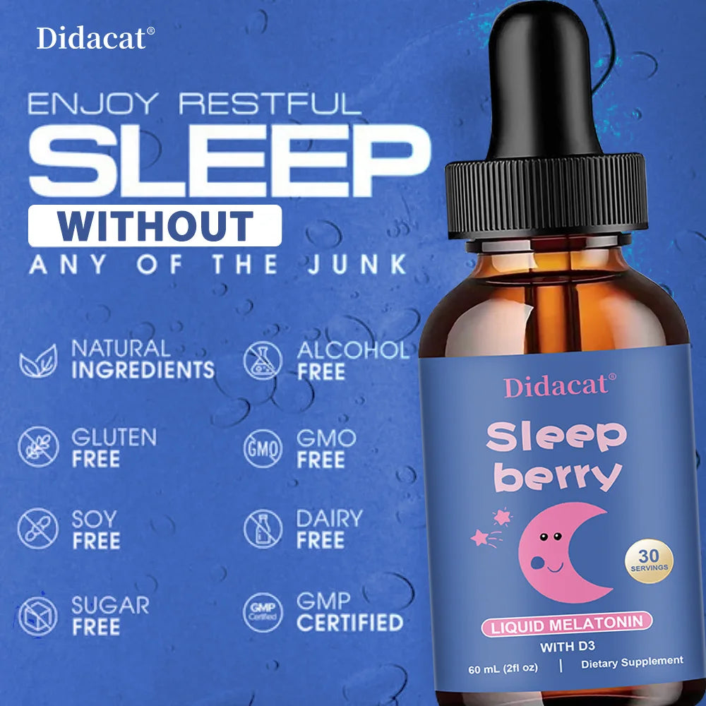 Liquid Melatonin - with Elderberry and Vitamin D - Immune System Sleep Support - Melatonin Drops