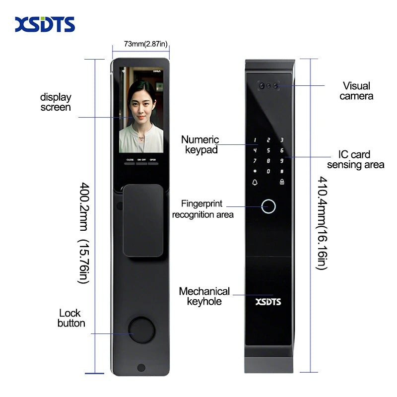 XSDTS TT-LOCK APP Voice Intercom Palmar vein Camera Smart Lock 3D Face Recognition Fingerprint Password Smart Door Lock
