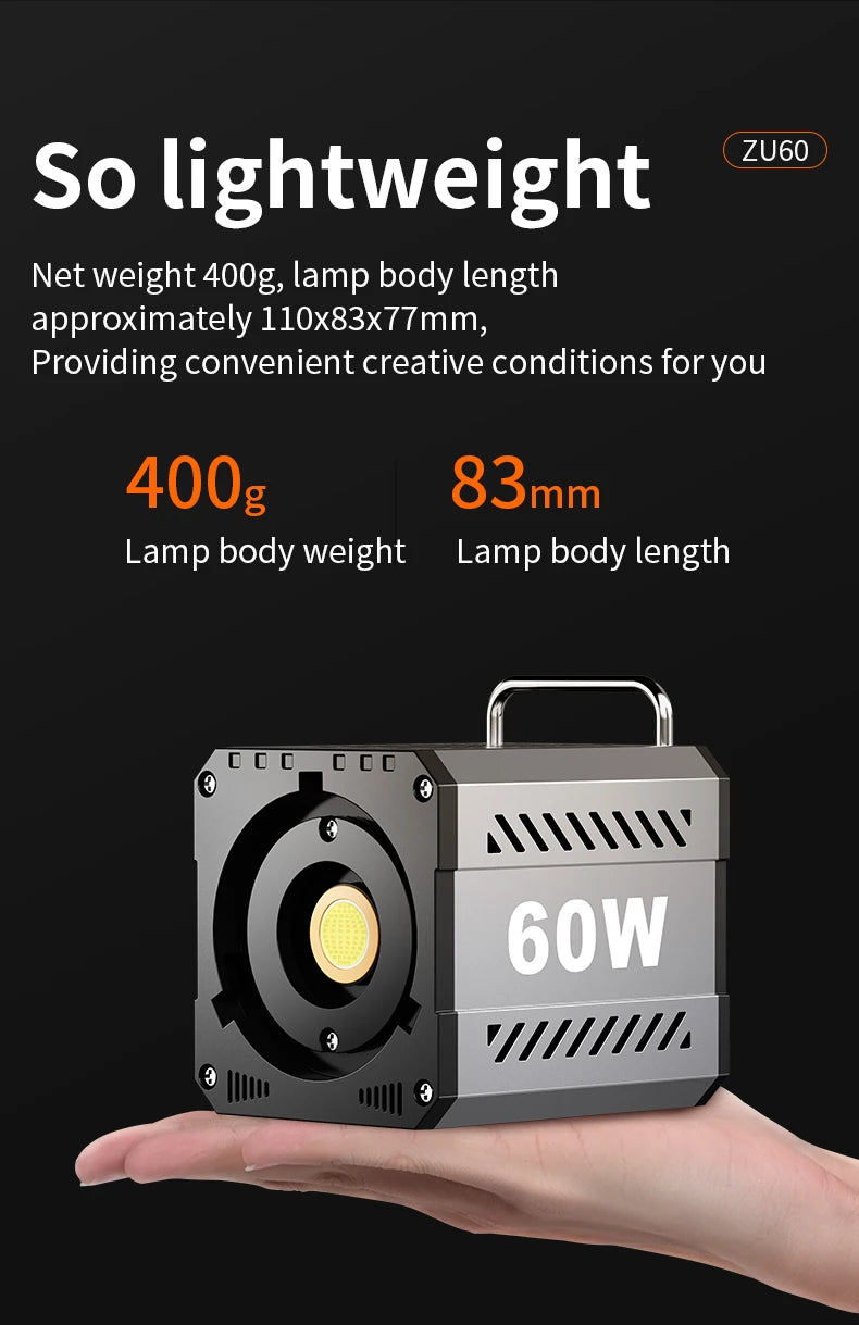 LED Video Light 60W-80W Bi-Color COB Studio Lamp for Content Creation Tidesmit