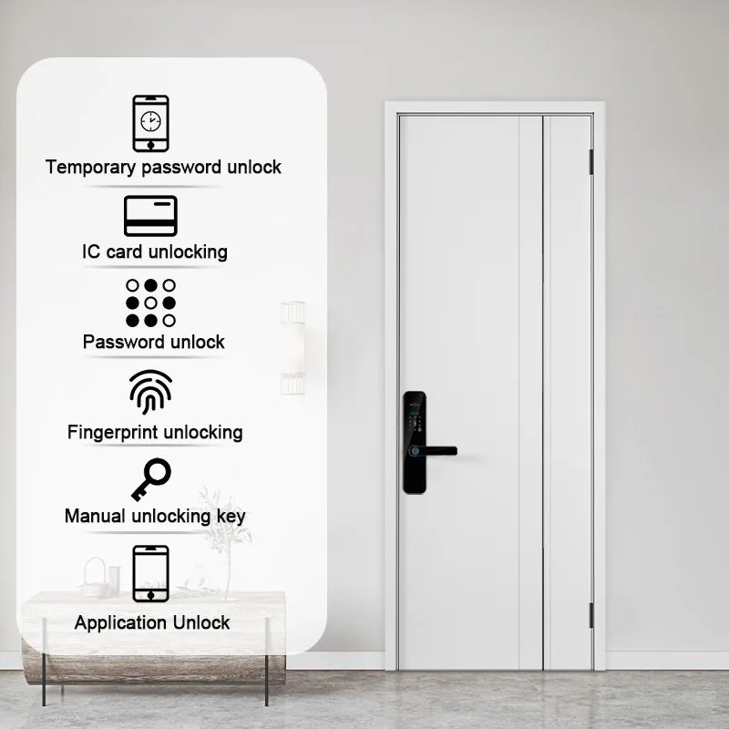 XSDTS New Tuya Wifi Digital Electronic Smart Door Lock With Biometric Camera Fingerprint Smart Card Password Key Unlock