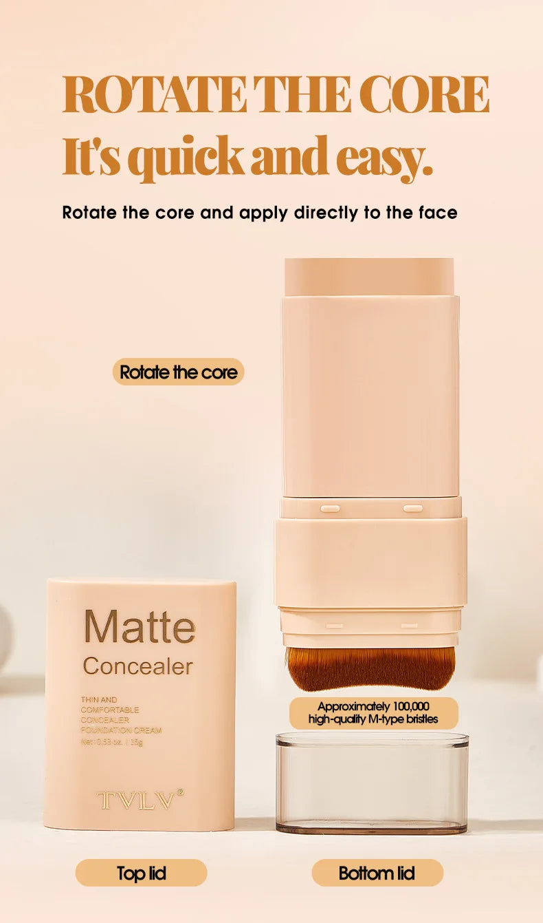 Tidesmit double-head foundation stick with eraser concealer in nine waterproof non-clogging shades for face makeup