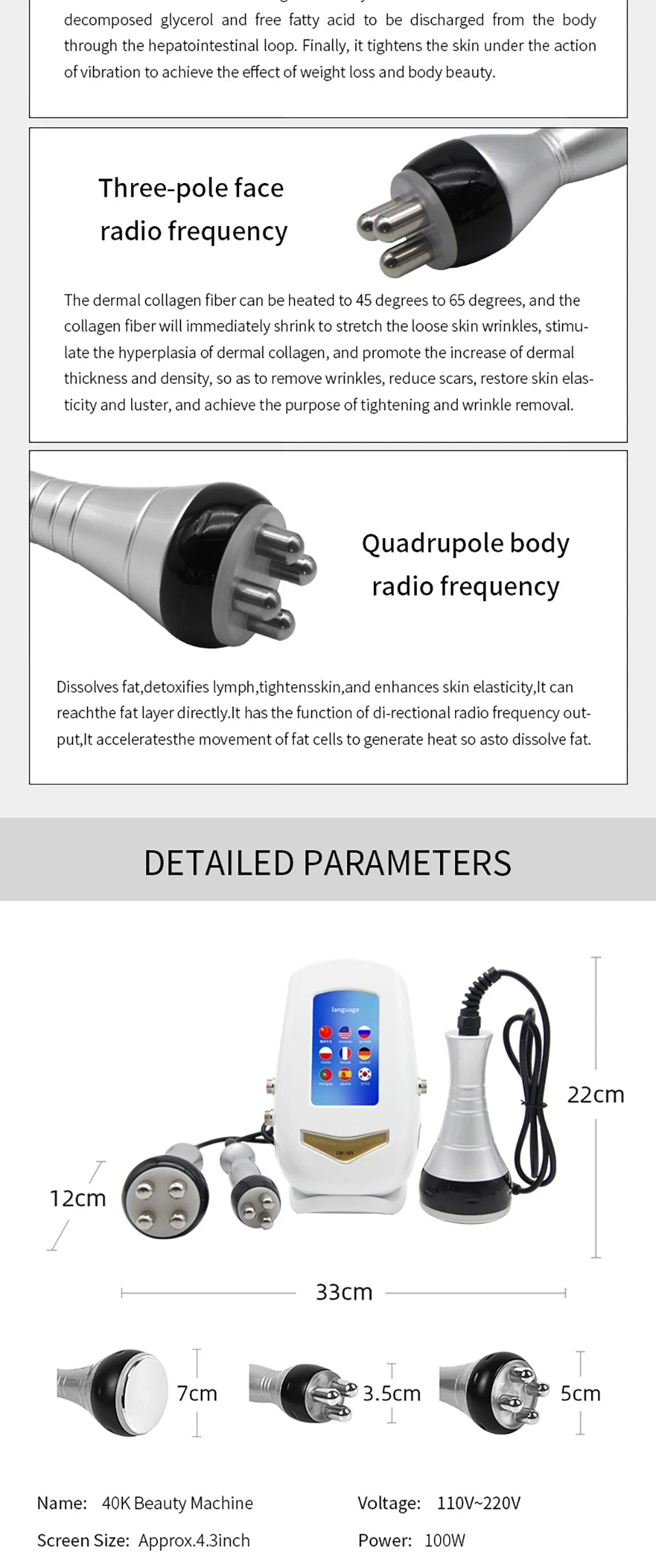 Ultrasonic Cavitation Machine for Body Shaping and Skin Tightening Body Shaping Massage Equipment Tidesmit