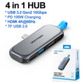 USB C Hub 4K 60Hz Adapter - 100W PD Charging for Laptop - Space Gray 4 in 1 USB 3 2 HUB Tidesmit