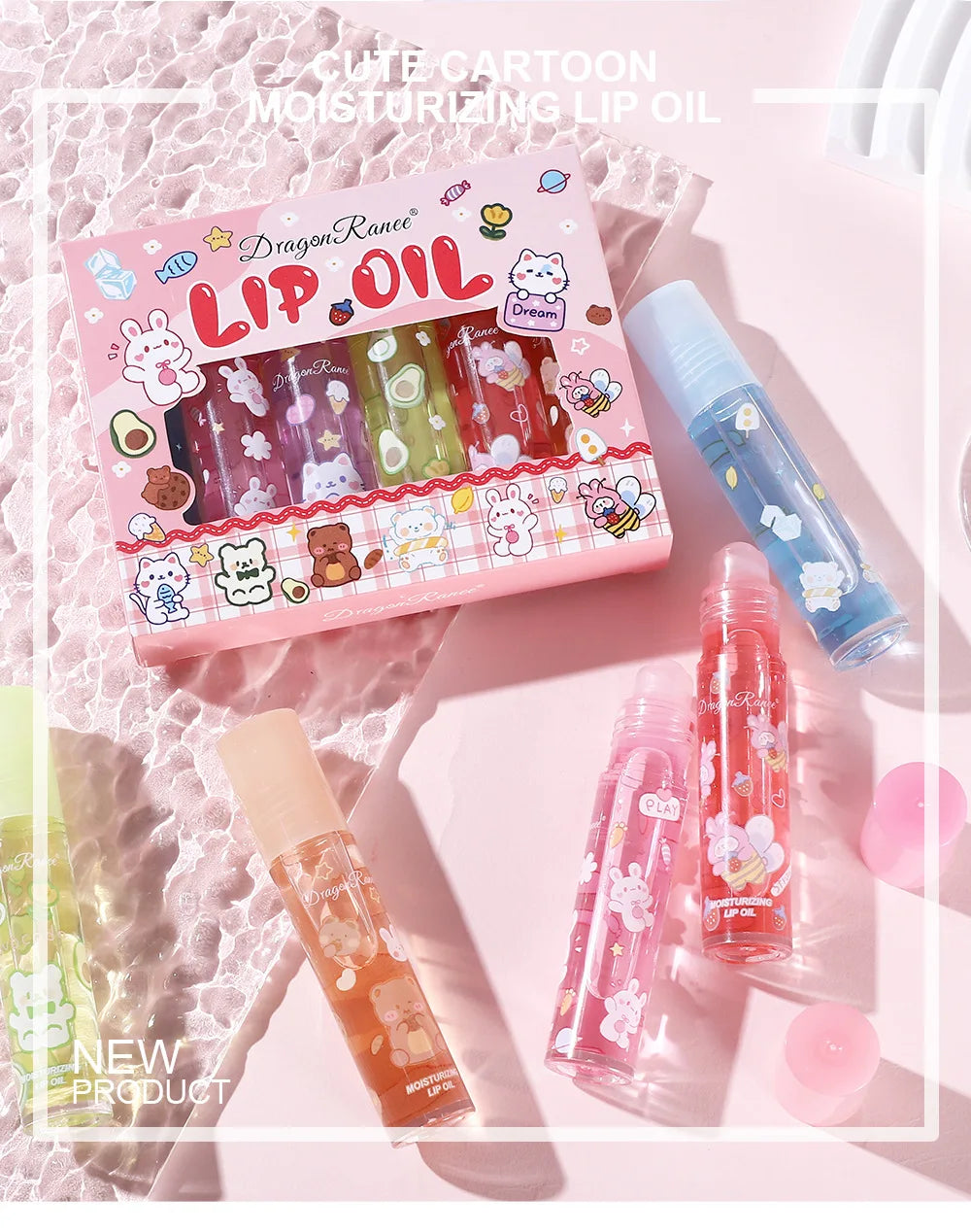 Hydrating Flower Lip Oil Set – 6-Piece Non-Stick Moisturizing Lip Treatment Lip Care Tidesmit