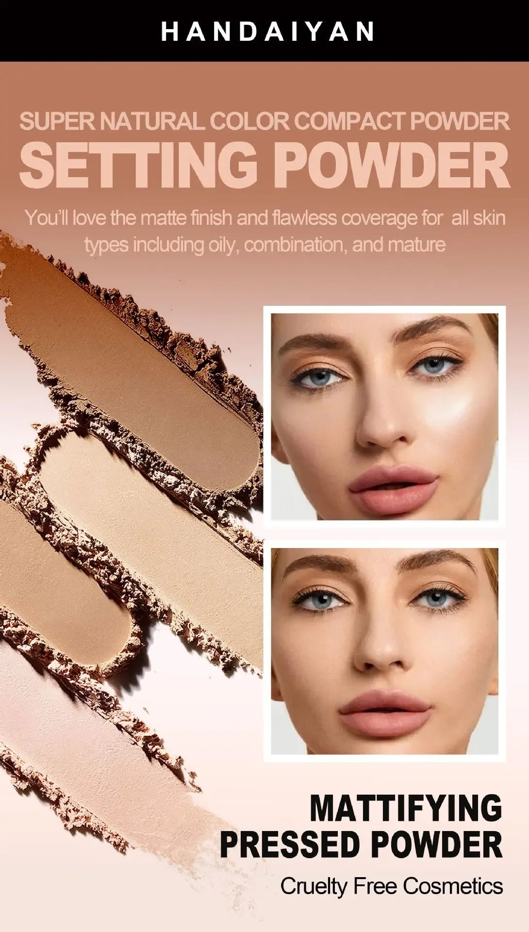 Tidesmit 8 colors matte pressed powder featuring 24 hour oil control and full coverage foundation texture detail