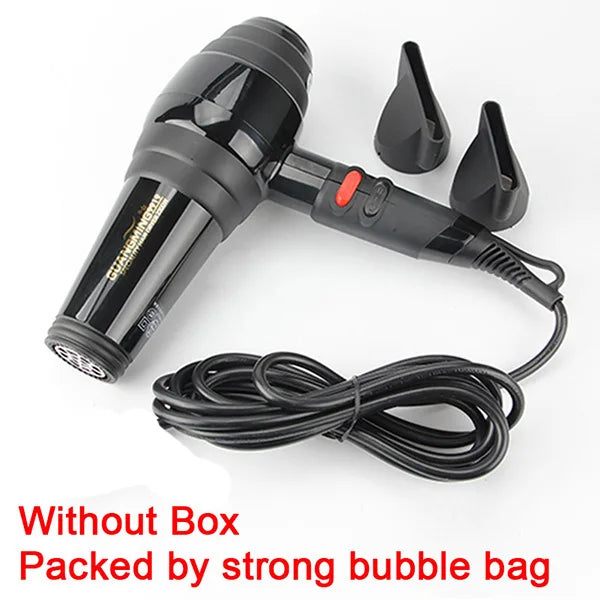 Black 2300W professional salon hair dryer with two air collecting nozzles for fast, powerful blow drying results.