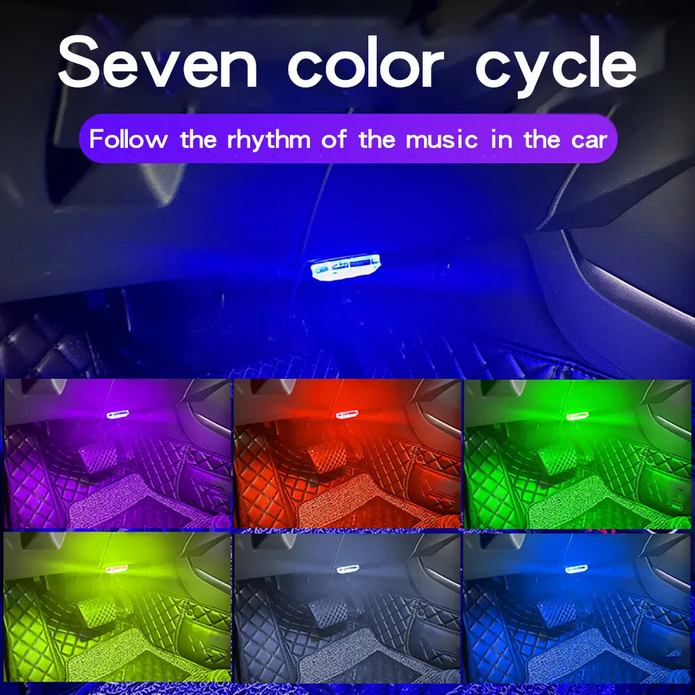 RGB Car LED Interior Lights - Voice Controlled 4-Piece Set by Tidesmit Tidesmit