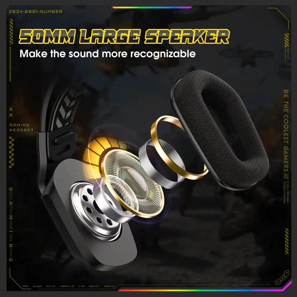 Wired Gaming Headset Over-Ear with RGB - Lightweight Pro Audio Tidesmit