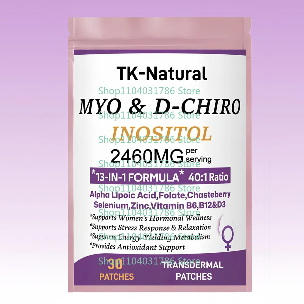 30 Patches Myo Inositol & D-Chiro Inositol Transdermal Patches for Women PCOS,Hormonal Balance,Ovarian Health&Cycle Support