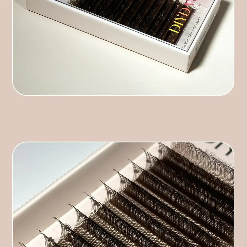 DIYDAY YY Shape Eyelash Extensions C D L LU Curl Brown Lashes Natural Soft Premade Volume Fans Two Tips Y-Shaped False