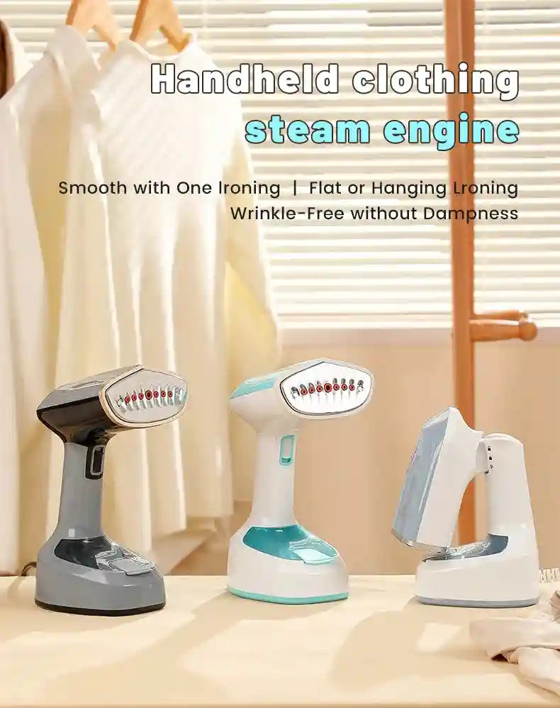 Tidesmit 1500W foldable handheld garment steamer showing compact travel-friendly design and rapid heating feature