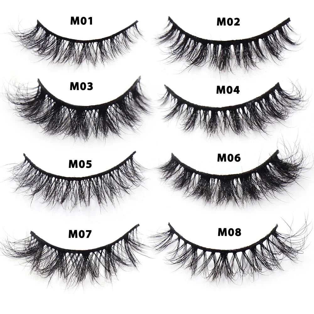 Tidesmit 12mm-15mm short 3D mink false lashes showing fluffy wispy texture detail for natural eye makeup look