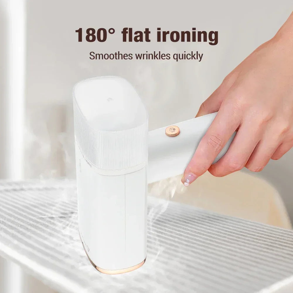 Tidesmit 1000W handheld garment steamer showing the 130ml water tank and ergonomic handle for travel steam ironing.