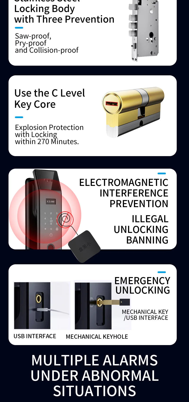 3D Face Real-time Intercom Smart Door Lock Biometric Electronic Security Camera Intelligent Fingerprint Password Key Unlock
