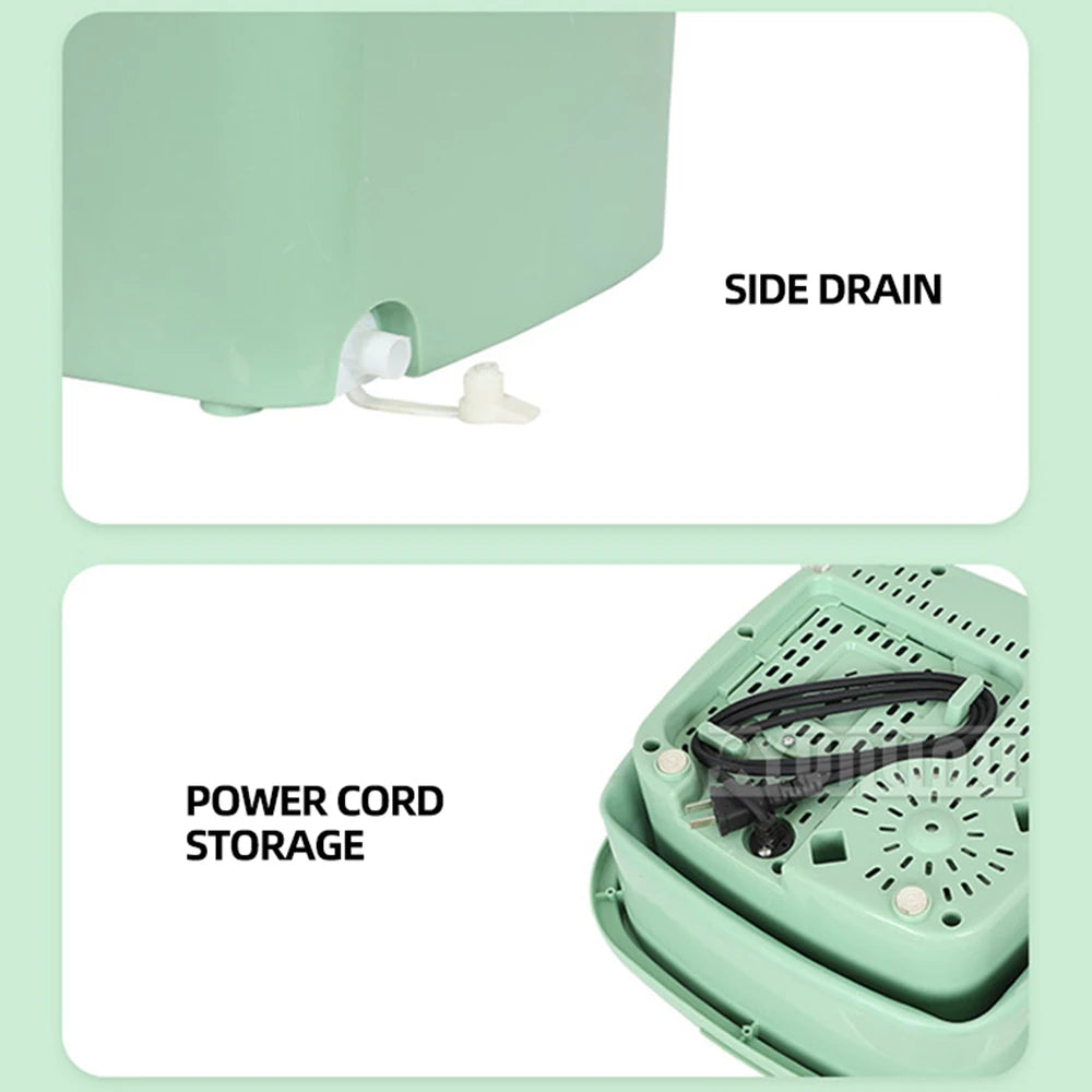 Tidesmit foldable portable washing machine for socks and underwear, shown from side angle for compact design view