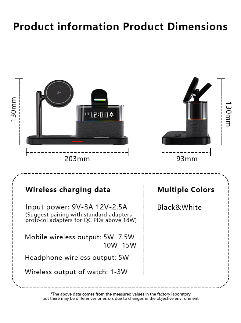 3-in-1 MagSafe Wireless Charger Station with RGB Alarm Clock Tidesmit