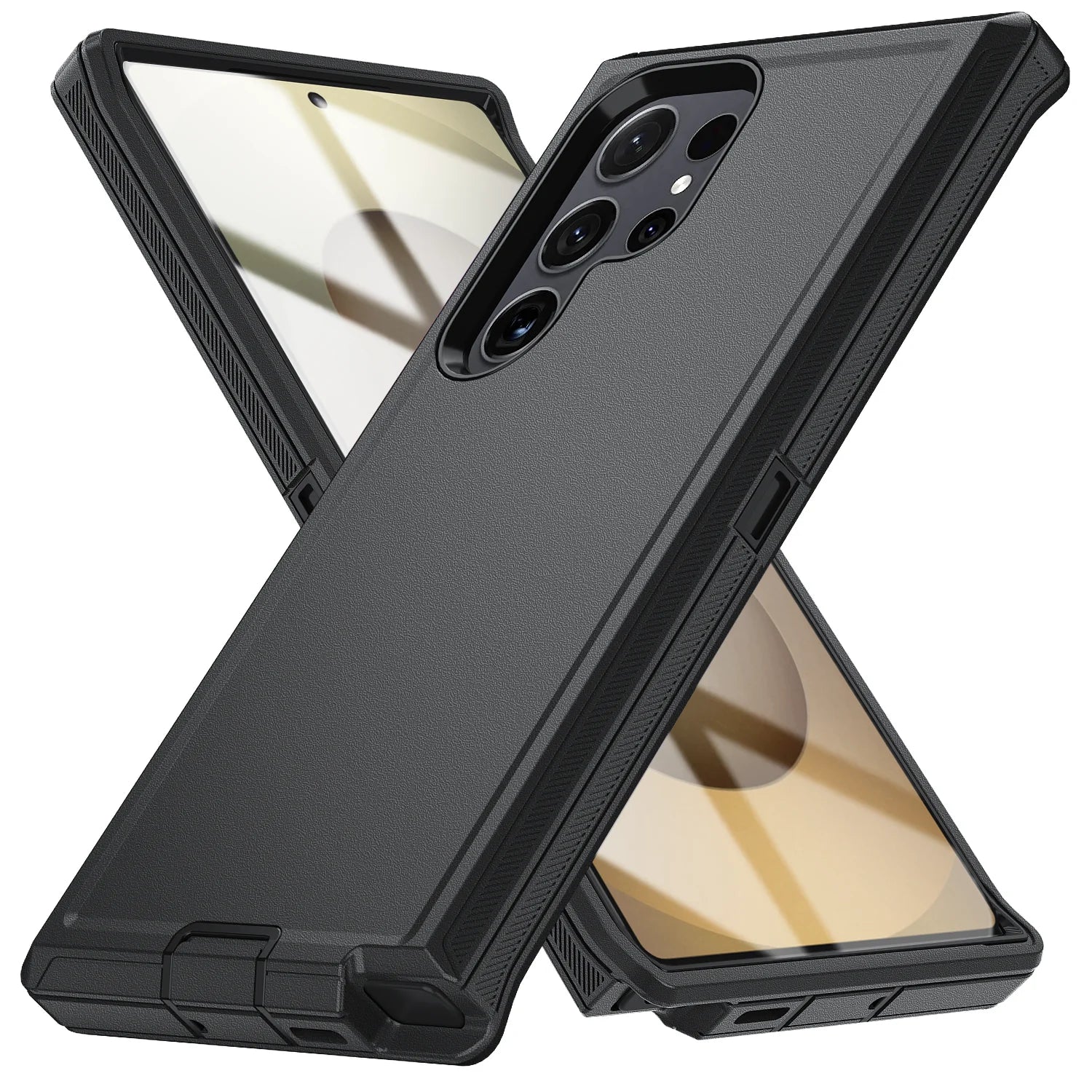 Samsung Galaxy S24 Ultra Military Armor Case With Kickstand Black-Black Tidesmit