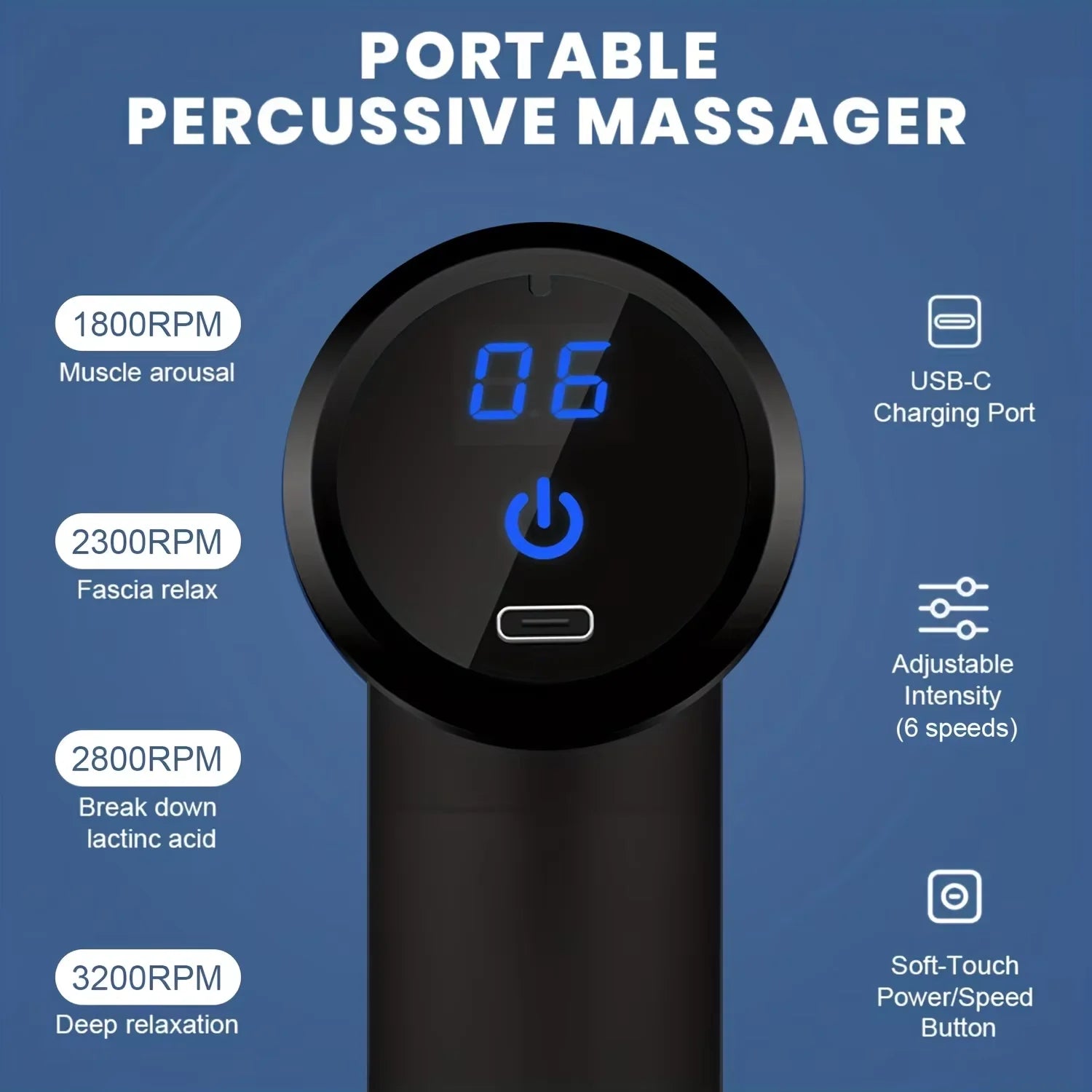 Portable Massage Gun Deep Tissue Tool - Rechargeable Muscle Relief Body Shaping Massage Equipment Tidesmit