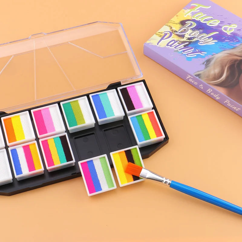 Tidesmit 12 color water-soluble face and body paint palette for Halloween carnival and cosplay makeup details
