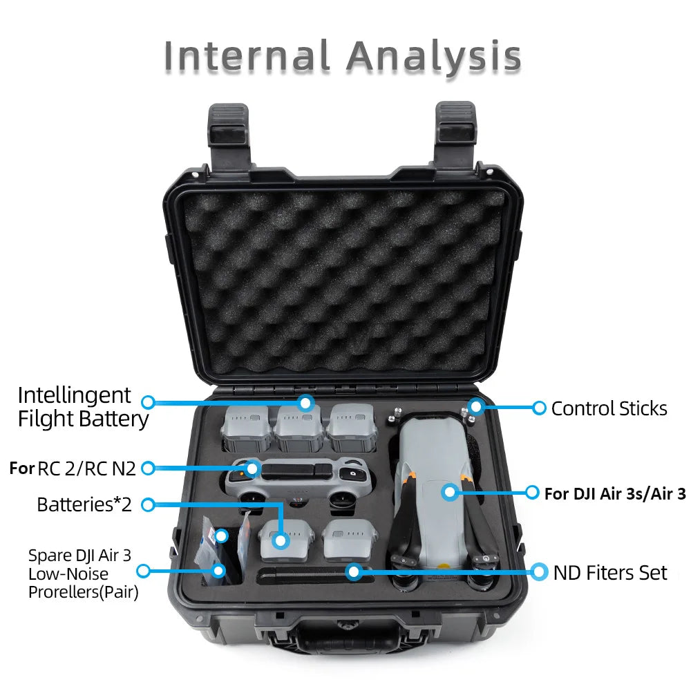 DJI Air 3 Waterproof Hard Case - Protective Portable Carrying Box Tidesmit