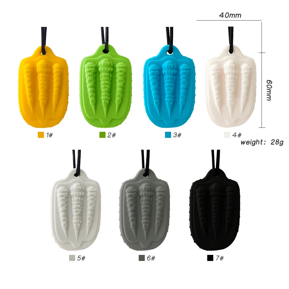 Gem Silicone Teethers Crystal Chew Necklace Sensory Pandent Chewing Toy for Kids Boys Girls Autism