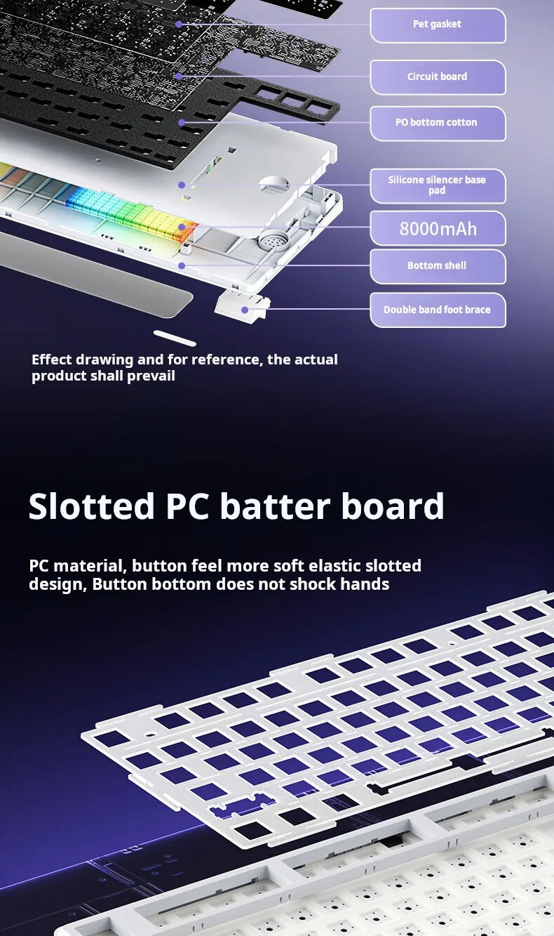 AULA L99 Mechanical Keyboard Intelligent Screen Wireless Bluetooth Gasket Structure Gaming Keyboard RGB  Lighting Night Vision