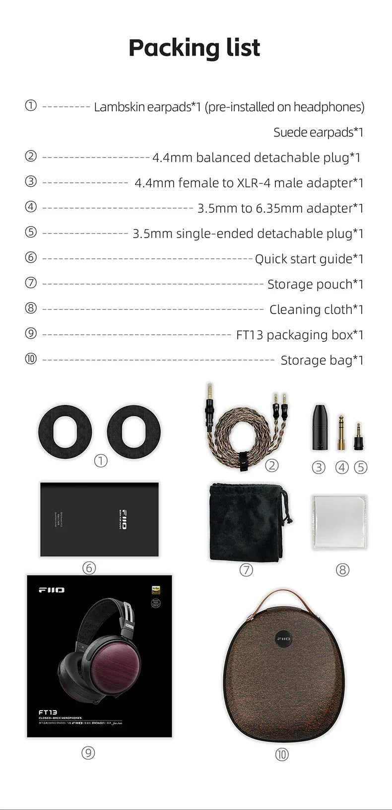 FT13 Closed-Back Audiophile Headphones | 60mm Wool Driver | Tidesmit Tidesmit