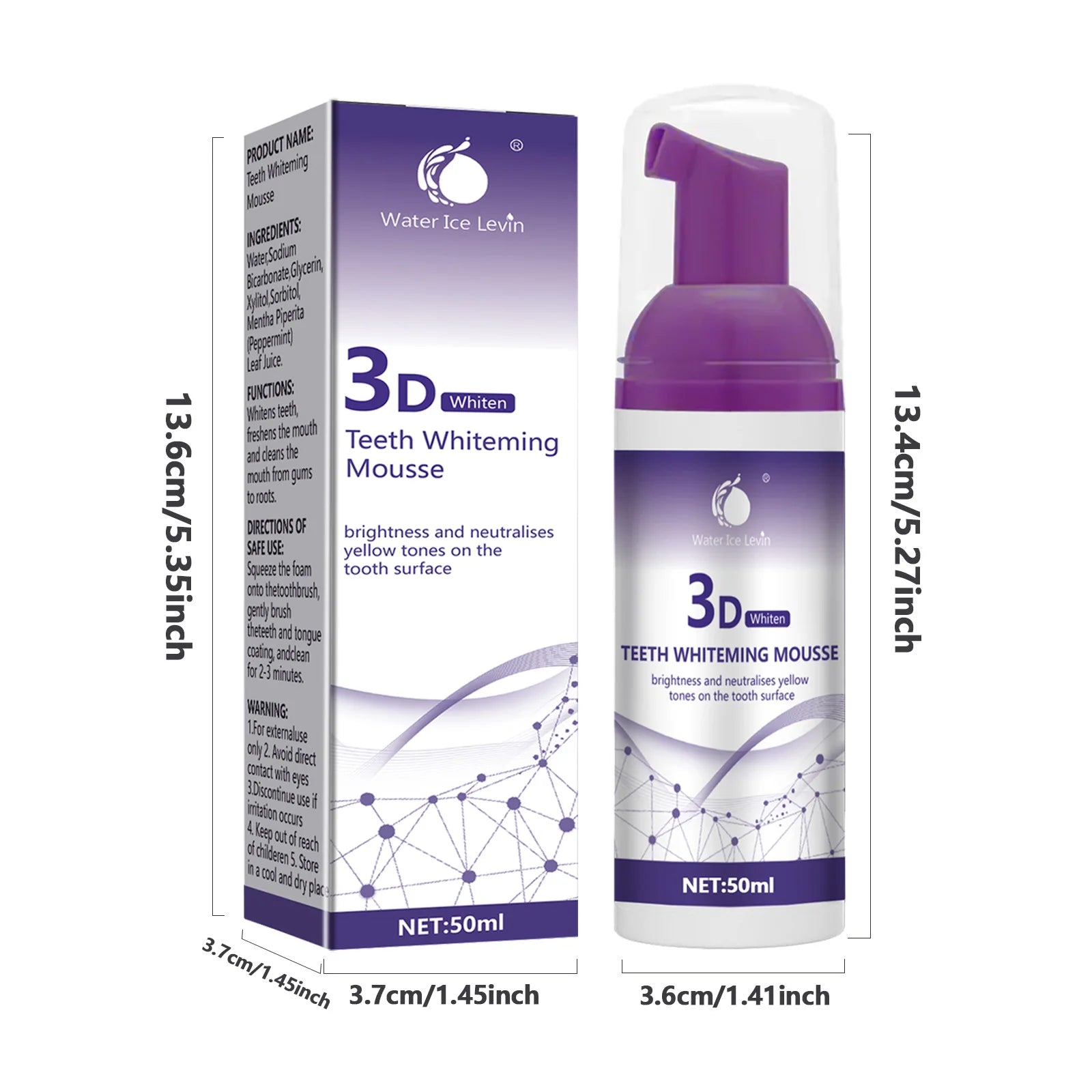 Tidesmit 50ml 3D Mousse Toothpaste for professional teeth whitening and yellow tooth stain removal