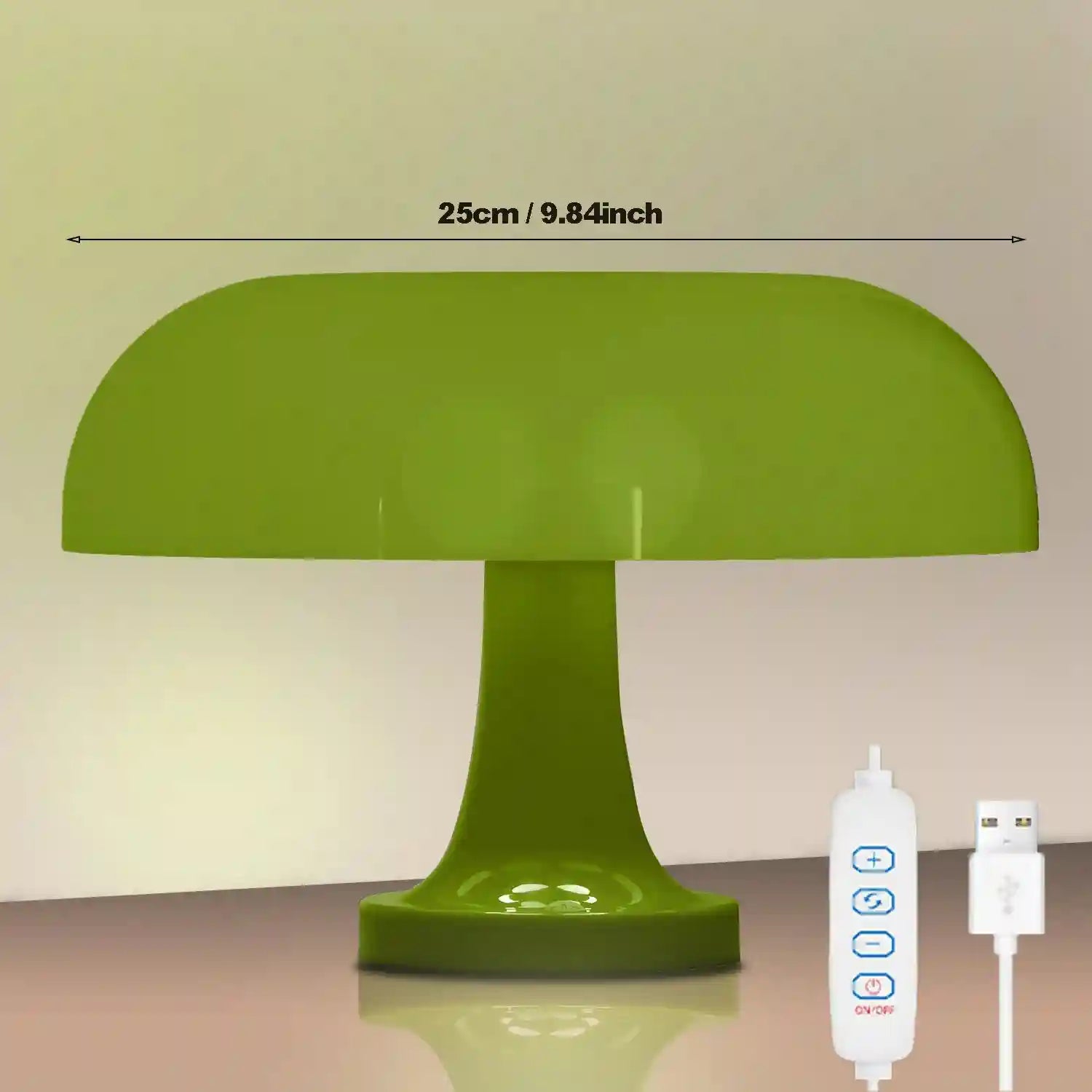 Mushroom Table Lamp - Bauhaus Bedside LED Light, 25cm Adjustable Desk Lamp green usb plug 25cm Tidesmit