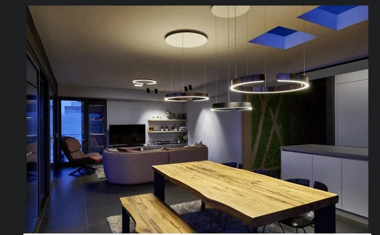 Modern LED Ring Ceiling Chandelier 60cm Black - Minimalist Decor Tidesmit