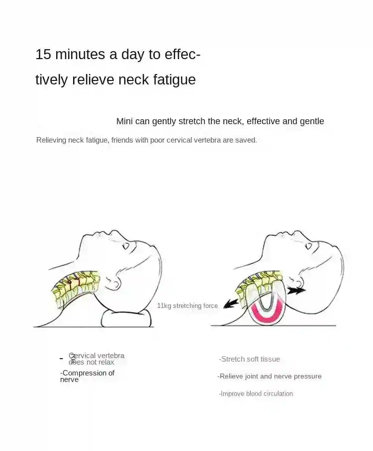 Cervical Neck Traction Pillow - Ergonomic Spine Relaxer for Relief Relaxation Treatment Tidesmit