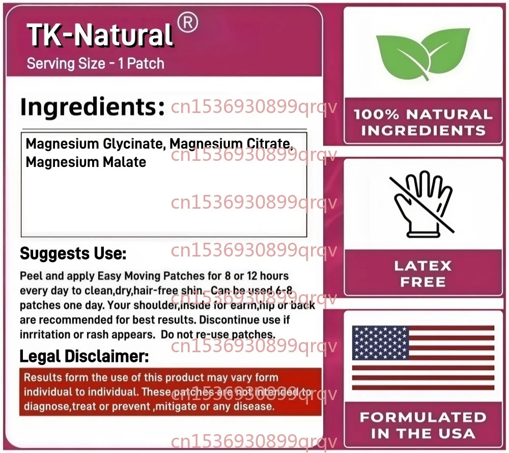 30 Patches Magnesium Complex Transdermal Patches Magnesium Glycinate, Citrate & Malate - Supports Muscle Relaxation, Sleep