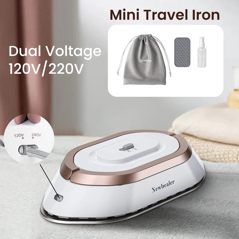 Tidesmit Mini Handheld Travel Iron 120V/220V dual voltage lightweight dry heat press for home and travel clothes care