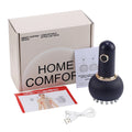 Electric meridian brush massager with 9 gears, microcurrent, hot compress, and box for body slimming and relaxation.