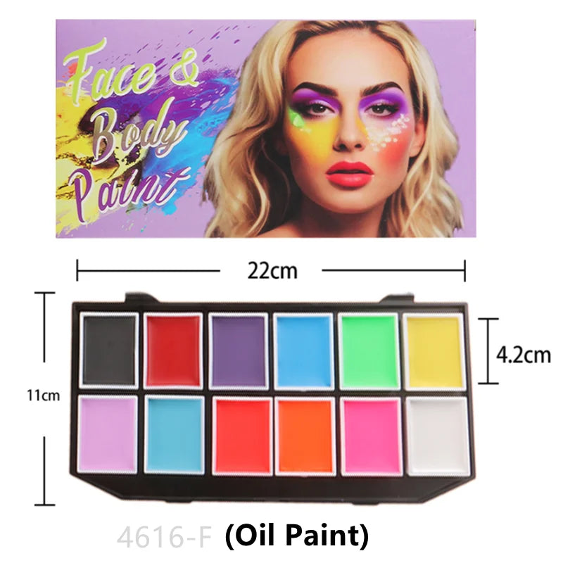 Tidesmit 12 color water-soluble face and body paint palette for professional makeup and Halloween cosplay texture view