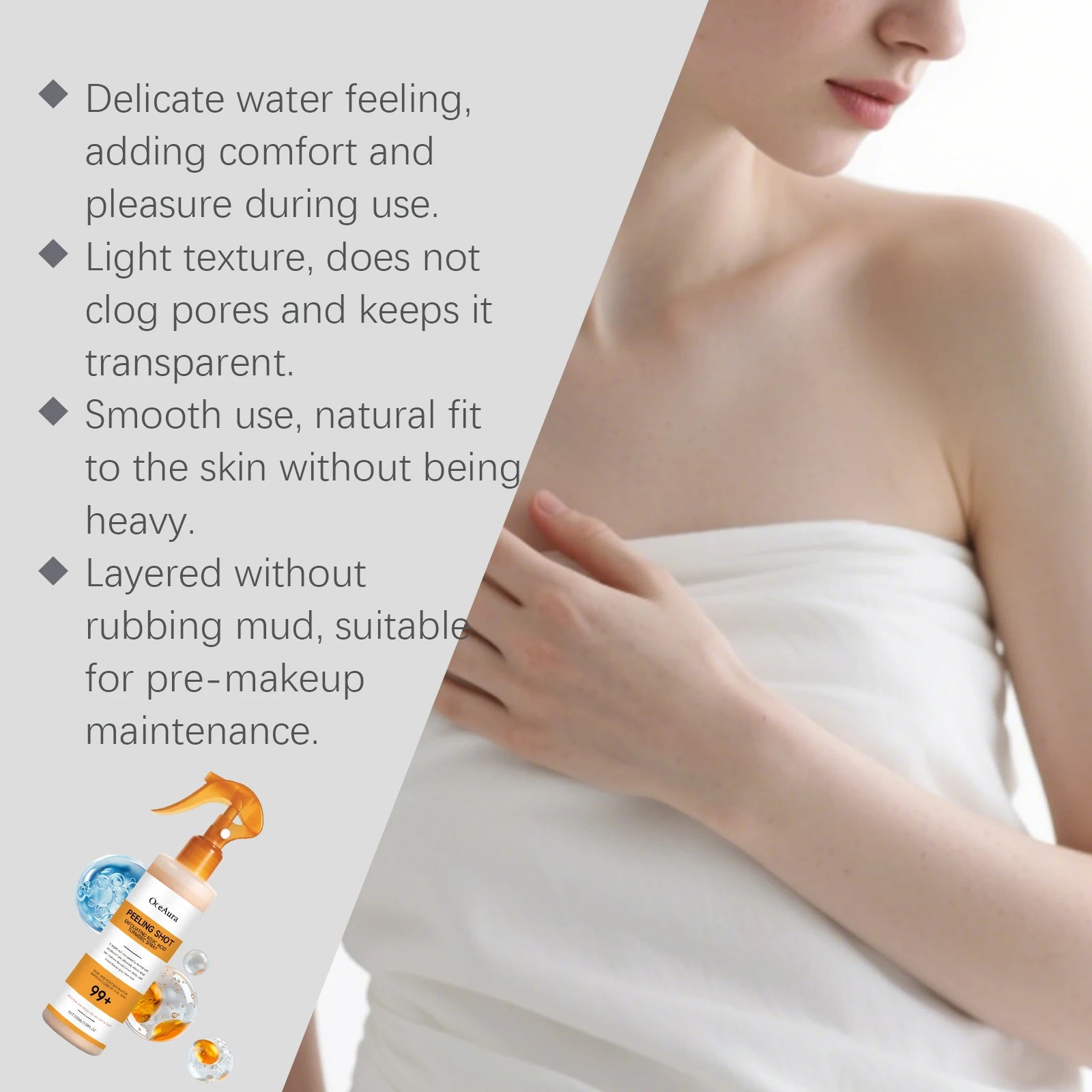 Easy Spray On Body Exfoliator Kojic Acid Turmeric Formula for Dark Elbows Improves Skin Texture & Dullness Rinse Off Gentle Peel
