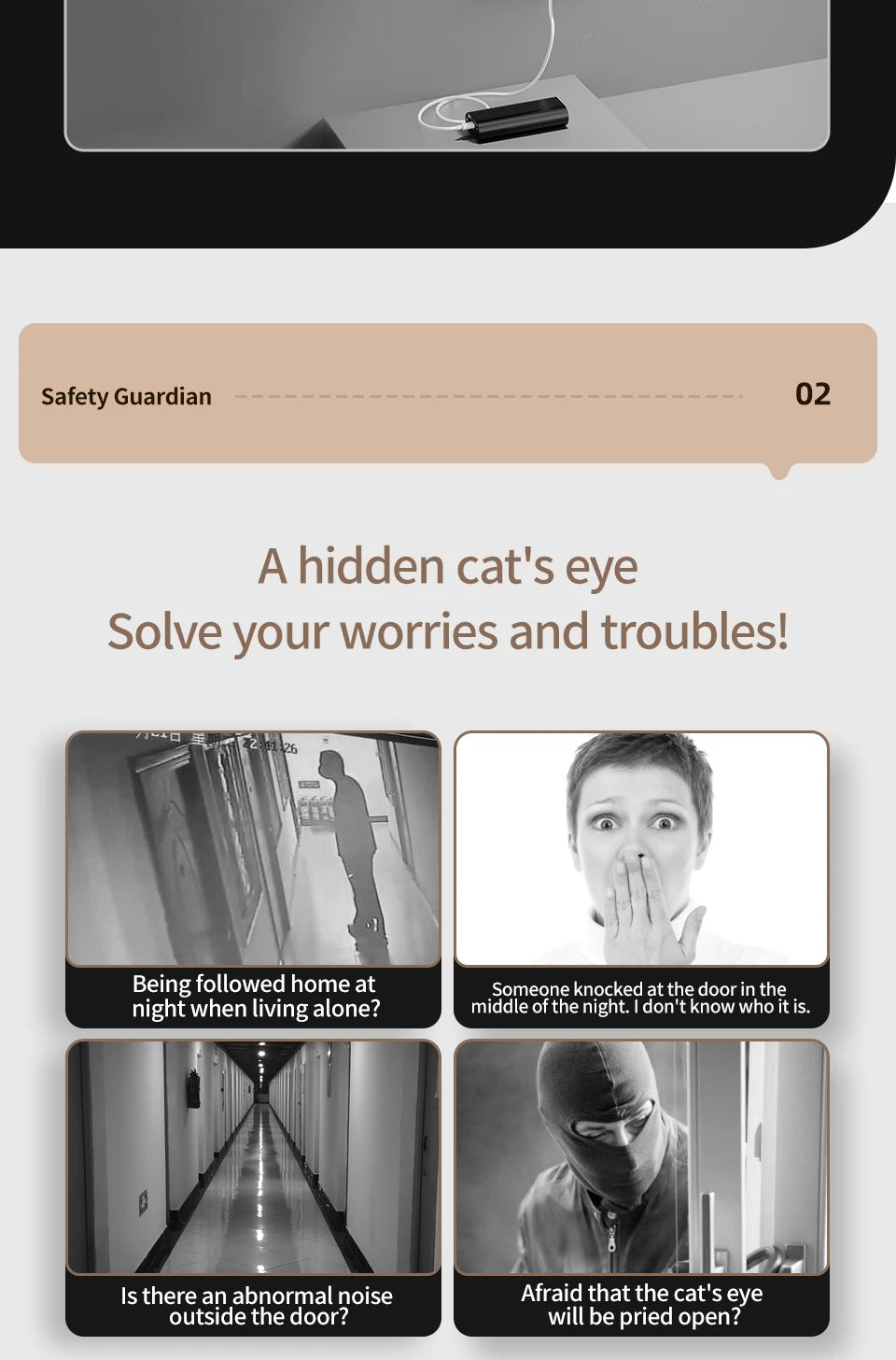 Danmini 4.3-inch Intelligent Cat Eye Mobile App Remote Control Automatic Recording Alarm Ultra Infrared Night Vision Door Bells