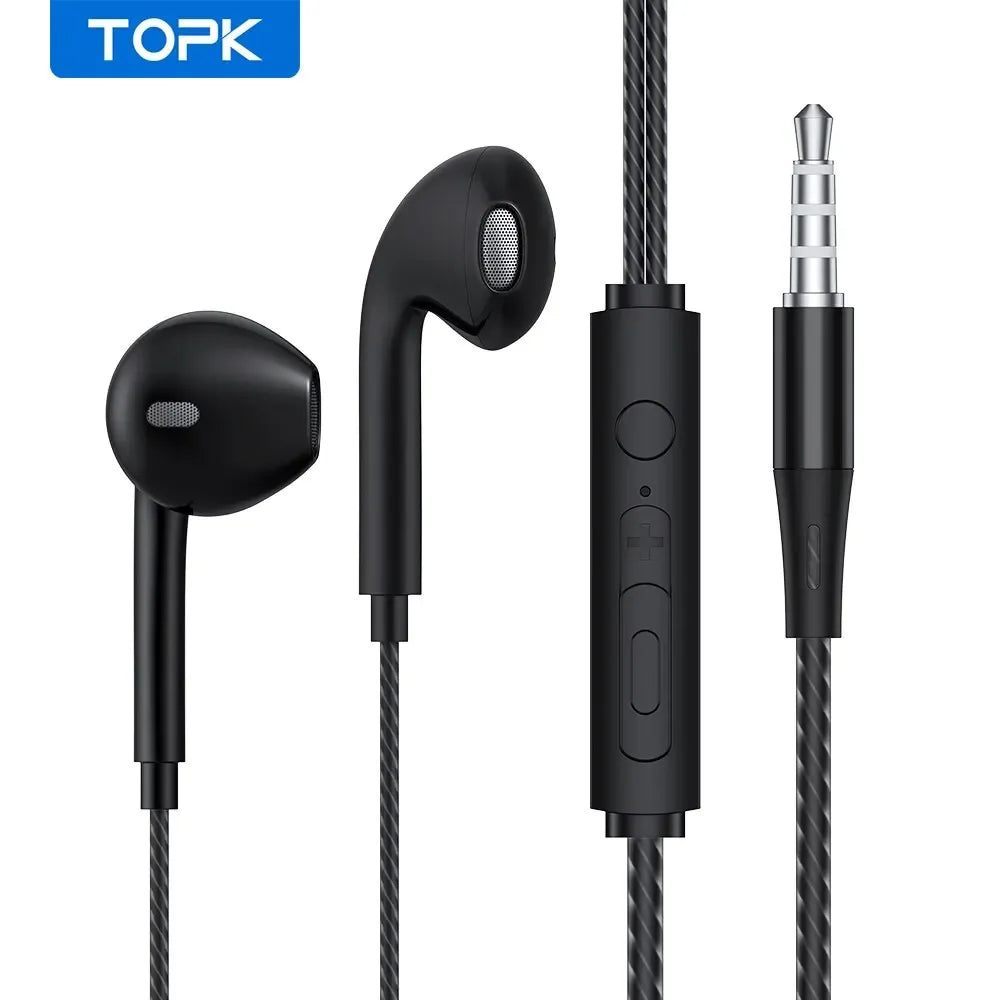 Wired In-Ear Headphones with Mic HiFi Sound by Tidesmit Black for 3.5mm Jack Tidesmit