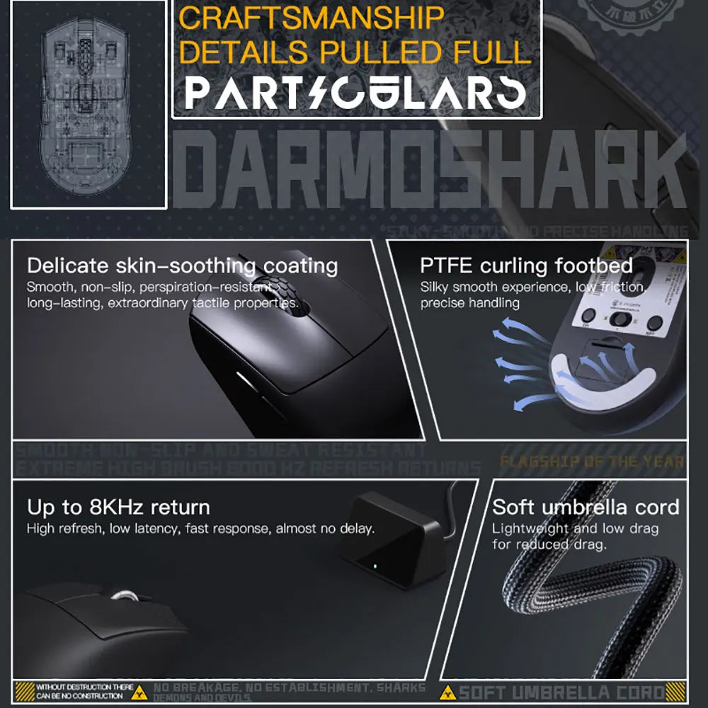 Darmoshark  M3 Pro /Max Wireless Gaming Mouse Bluetooth Tri-Mode PAW3395/3950 Nordic 52840 Game Macro Mouse For PC Laptop