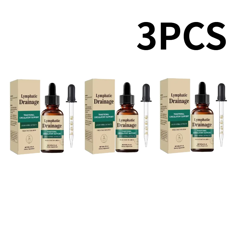 Tidesmit Natural Herbal Lymphatic Drainage Drops: 3-Pack detox liquid supplement for circulation and swelling relief.
