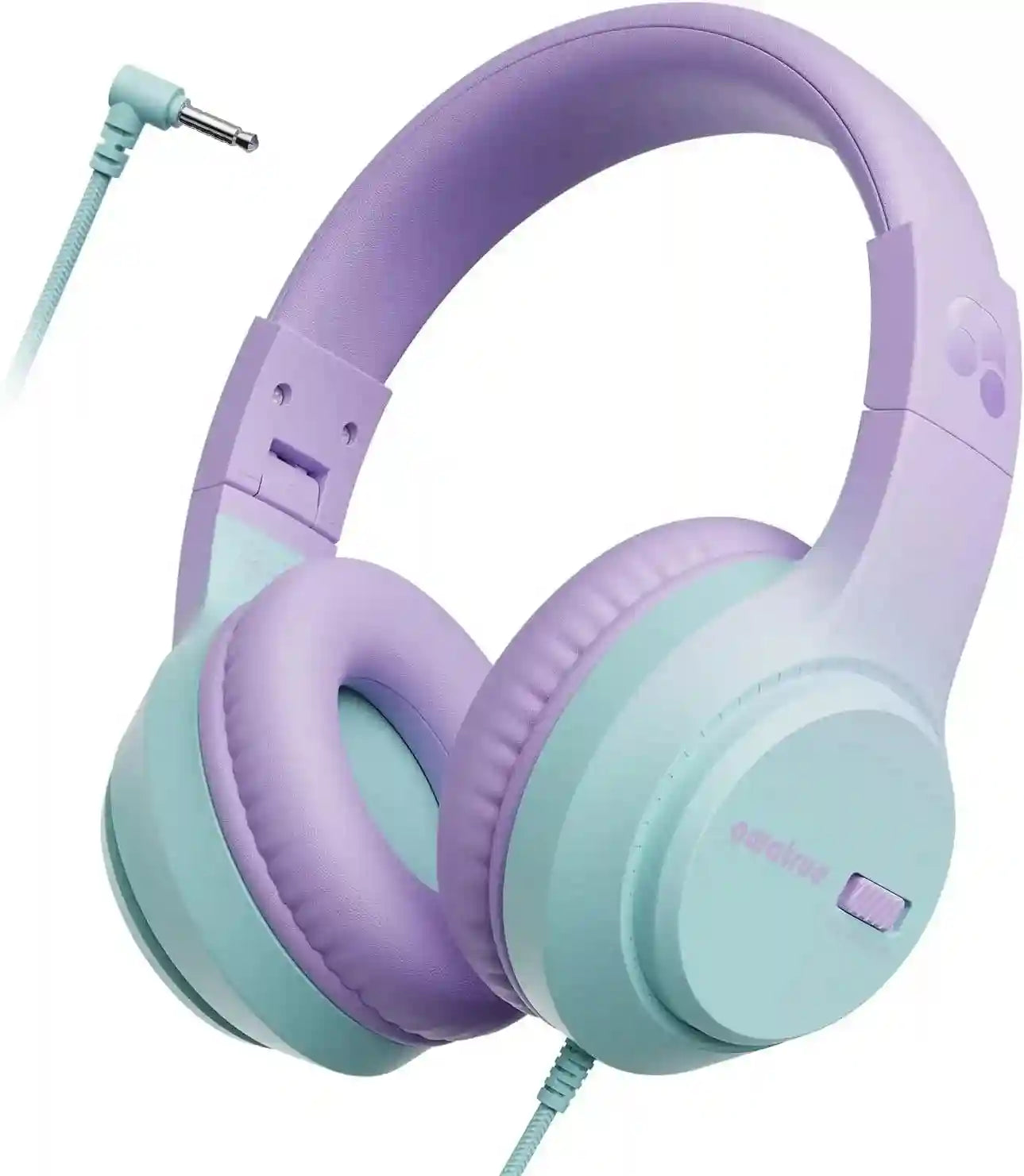 Wired Kids Over-Ear Headphones – Stereo Sound – Tidesmit Series PurpleGreen Tidesmit