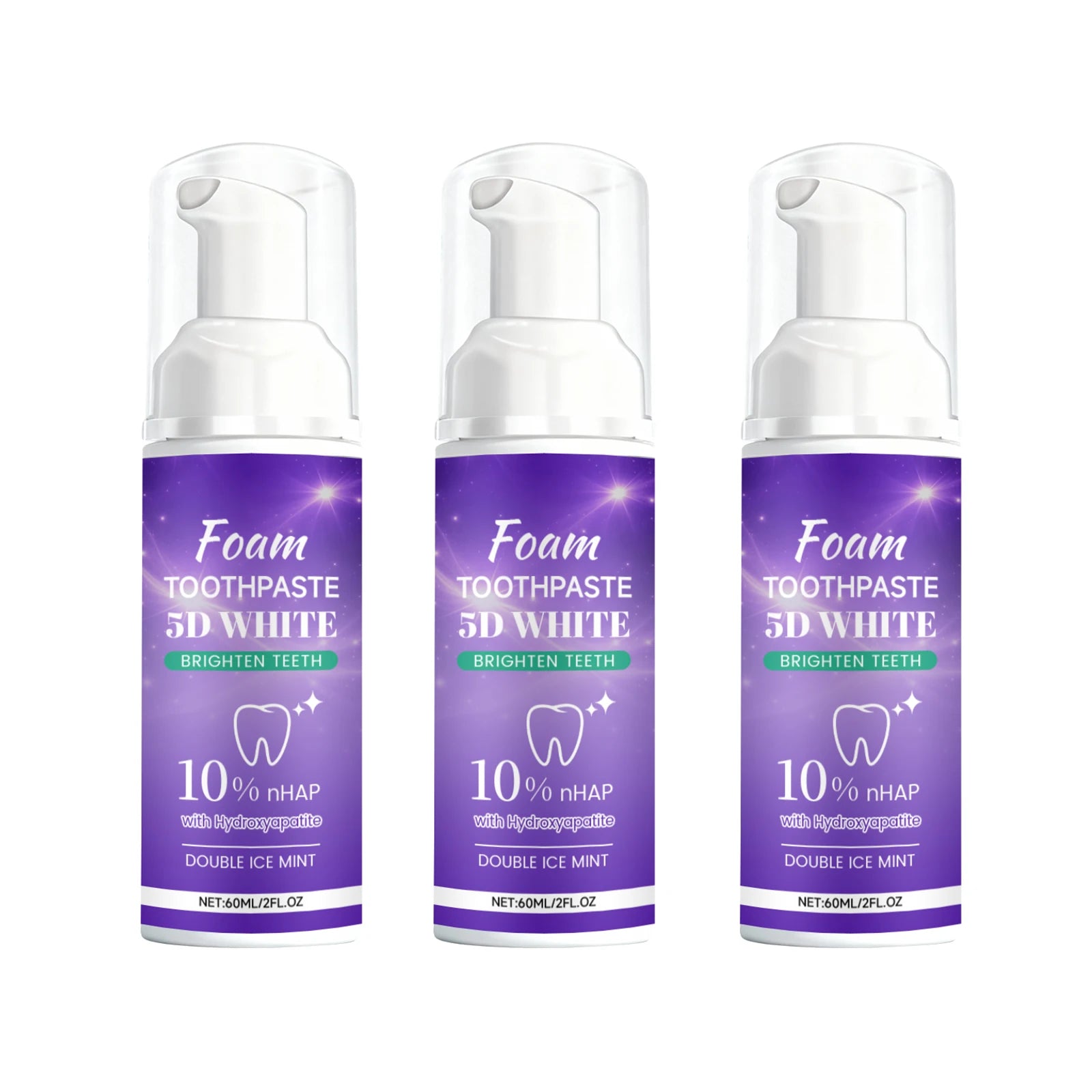 Tidesmit 5D White Foam Toothpaste Mousse for gentle teeth whitening, stain removal, and fresh mint breath.
