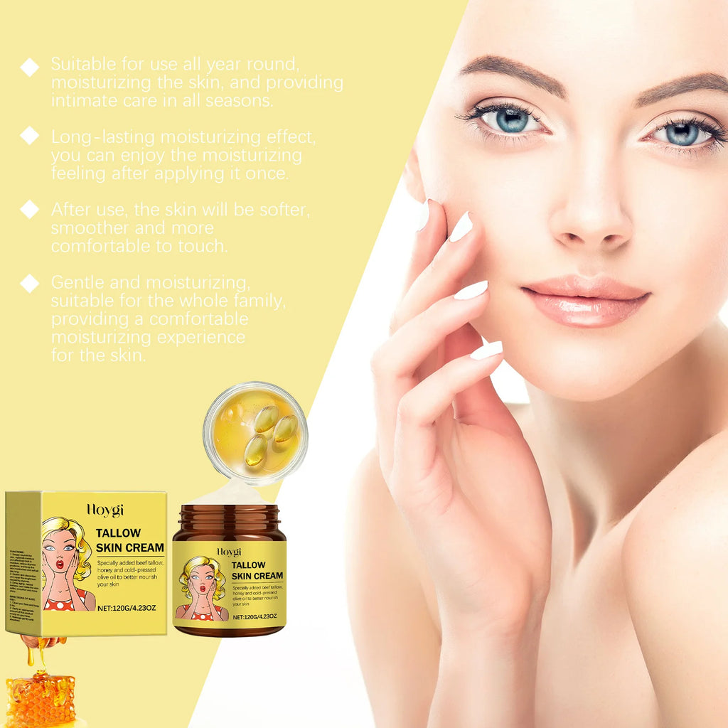 Tallow Face Cream Relieve Dryness Tighten Smooth Repair Roughness Soothing Facial Skin Nourishing Moisturizing Beef Tallow Balm