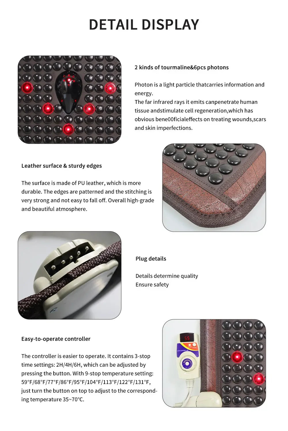 Infrared Jade Massage Cushion | Heated Tourmaline Deep Tissue Support Massage Cushion Tidesmit