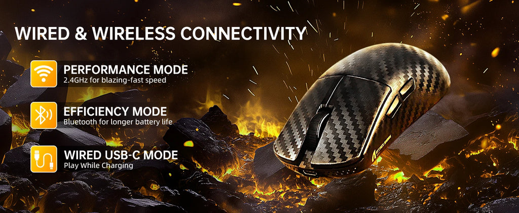 ATTACK SHARK R11 Ultra 8K Carbon Fiber Wireless Gaming Mouse,PAW3950MAX 42K DPI Sensor,49g Superlight Ergonomic Computer Mice